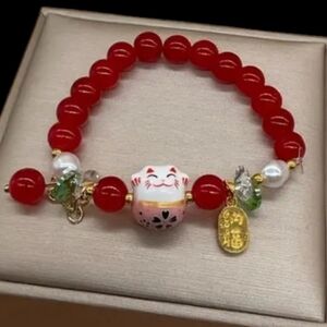 NEW Chinese Inspired Beaded Bracelet Lucky Cat
